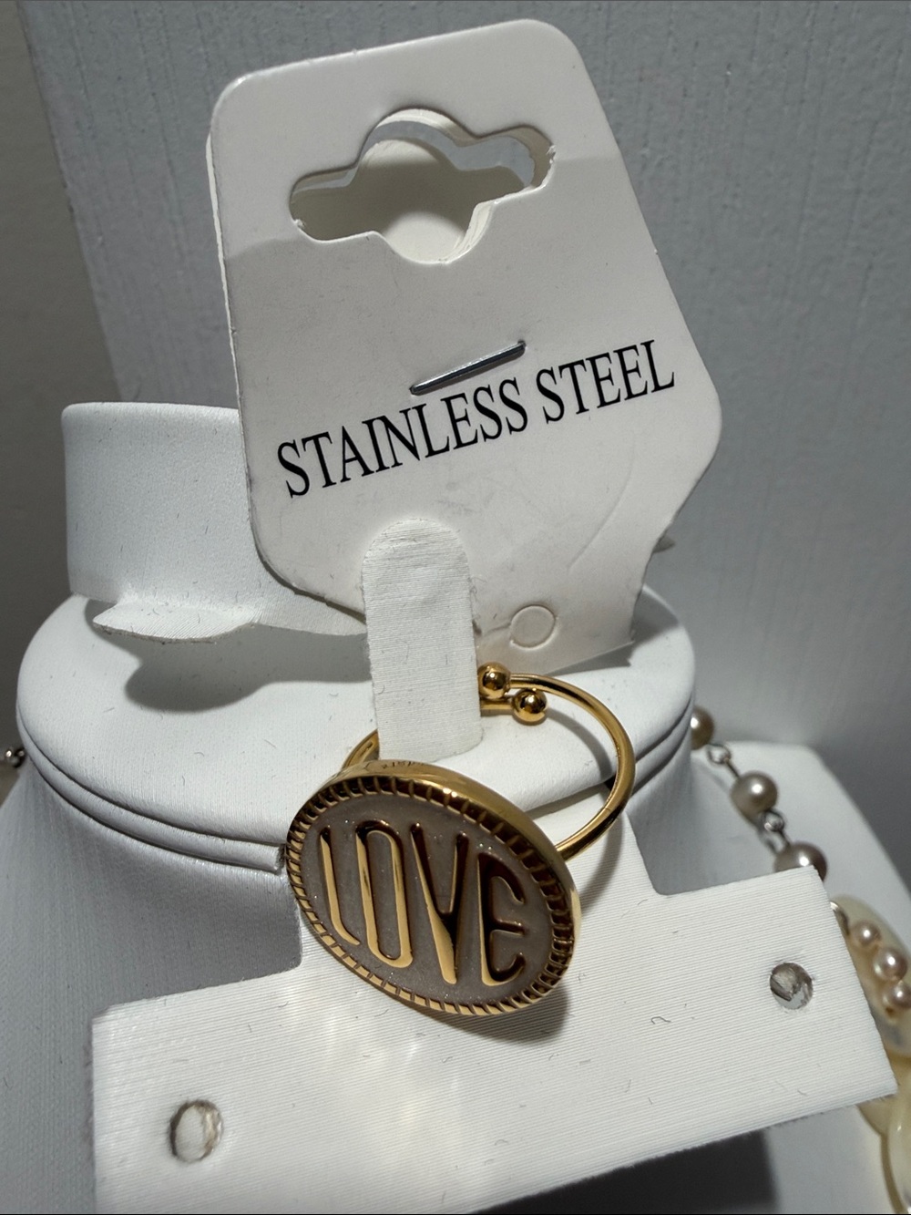 Plunder Gold LOVE Ring with Cream Inlay